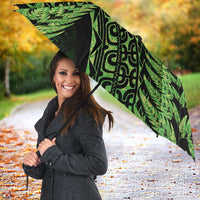New Zealand Rugby Pacific Personalised Umbrella All Lime Maori Pasifika Fern Pattern LT9 - Polynesian Pride