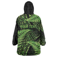 New Zealand Rugby Pacific Personalised Wearable Blanket Hoodie All Lime Maori Pasifika Fern Pattern