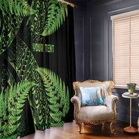 New Zealand Rugby Pacific Personalised Window Curtain All Lime Maori Pasifika Fern Pattern