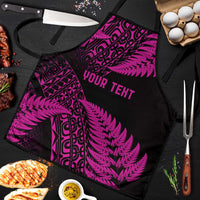 New Zealand Rugby Pacific Personalised Apron All Pink Maori Pasifika Fern Pattern LT9 Pink - Polynesian Pride