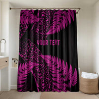 New Zealand Rugby Pacific Personalised Bathroom Set All Pink Maori Pasifika Fern Pattern LT9 Shower Curtain Only Pink - Polynesian Pride