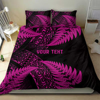 New Zealand Rugby Pacific Personalised Bedding Set All Pink Maori Pasifika Fern Pattern