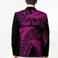 New Zealand Rugby Pacific Personalised Blazer All Pink Maori Pasifika Fern Pattern - Polynesian Pride