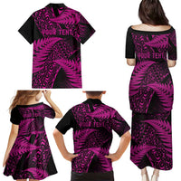 New Zealand Rugby Pacific Personalised Family Matching Puletasi and Hawaiian Shirt All Pink Maori Pasifika Fern Pattern
