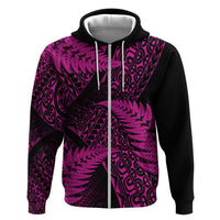 New Zealand Rugby Pacific Personalised Hoodie All Pink Maori Pasifika Fern Pattern