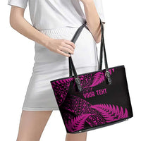 New Zealand Rugby Pacific Personalised Leather Tote Bag All Pink Maori Pasifika Fern Pattern
