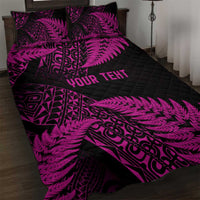 New Zealand Rugby Pacific Personalised Quilt Bed Set All Pink Maori Pasifika Fern Pattern