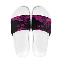 New Zealand Rugby Pacific Personalised Slide Sandals All Pink Maori Pasifika Fern Pattern LT9 Pink - Polynesian Pride