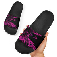 New Zealand Rugby Pacific Personalised Slide Sandals All Pink Maori Pasifika Fern Pattern LT9 - Polynesian Pride