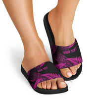 New Zealand Rugby Pacific Personalised Slide Sandals All Pink Maori Pasifika Fern Pattern LT9 - Polynesian Pride