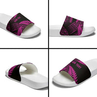 New Zealand Rugby Pacific Personalised Slide Sandals All Pink Maori Pasifika Fern Pattern LT9 - Polynesian Pride