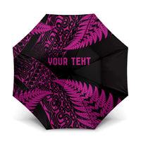 New Zealand Rugby Pacific Personalised Umbrella All Pink Maori Pasifika Fern Pattern LT9 One Size Folded 11.42 inch Opened Diameter 37.4 inch Pink - Polynesian Pride