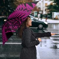 New Zealand Rugby Pacific Personalised Umbrella All Pink Maori Pasifika Fern Pattern LT9 - Polynesian Pride