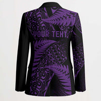 New Zealand Rugby Pacific Personalised Blazer All Purple Maori Pasifika Fern Pattern - Polynesian Pride