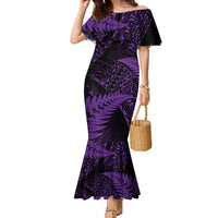 New Zealand Rugby Pacific Personalised Family Matching Mermaid Dress and Hawaiian Shirt All Purple Maori Pasifika Fern Pattern