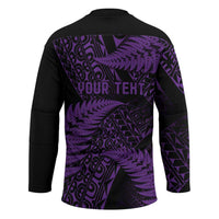 New Zealand Rugby Pacific Personalised Hockey Jersey All Purple Maori Pasifika Fern Pattern LT9 - Polynesian Pride