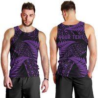 New Zealand Rugby Pacific Personalised Men Tank Top All Purple Maori Pasifika Fern Pattern