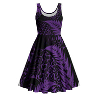 New Zealand Rugby Pacific Personalised Midi Dress All Purple Maori Pasifika Fern Pattern - Polynesian Pride