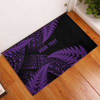 New Zealand Rugby Pacific Personalised Rubber Doormat All Purple Maori Pasifika Fern Pattern