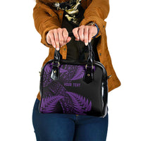 New Zealand Rugby Pacific Personalised Shoulder Handbag All Purple Maori Pasifika Fern Pattern
