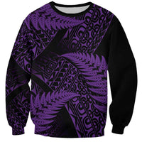 New Zealand Rugby Pacific Personalised Sweatshirt All Purple Maori Pasifika Fern Pattern