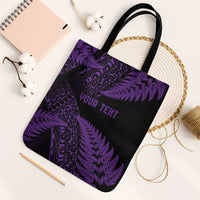 New Zealand Rugby Pacific Personalised Tote Bag All Purple Maori Pasifika Fern Pattern - Polynesian Pride