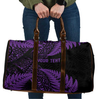 New Zealand Rugby Pacific Personalised Travel Bag All Purple Maori Pasifika Fern Pattern - Polynesian Pride