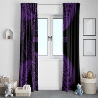 New Zealand Rugby Pacific Personalised Window Curtain All Purple Maori Pasifika Fern Pattern