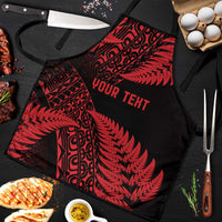 New Zealand Rugby Pacific Personalised Apron All Red Maori Pasifika Fern Pattern LT9 Red - Polynesian Pride