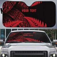 New Zealand Rugby Pacific Personalised Auto Sun Shade All Red Maori Pasifika Fern Pattern LT9 Red - Polynesian Pride