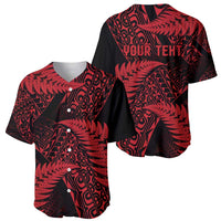 New Zealand Rugby Pacific Personalised Baseball Jersey All Red Maori Pasifika Fern Pattern