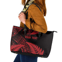 New Zealand Rugby Pacific Personalised Leather Tote Bag All Red Maori Pasifika Fern Pattern