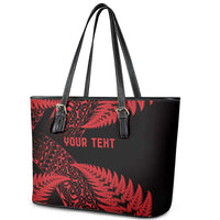 New Zealand Rugby Pacific Personalised Leather Tote Bag All Red Maori Pasifika Fern Pattern