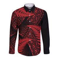 New Zealand Rugby Pacific Personalised Long Sleeve Button Shirt All Red Maori Pasifika Fern Pattern