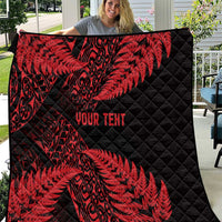 New Zealand Rugby Pacific Personalised Quilt All Red Maori Pasifika Fern Pattern
