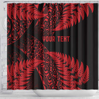 New Zealand Rugby Pacific Personalised Shower Curtain All Red Maori Pasifika Fern Pattern