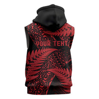 New Zealand Rugby Pacific Personalised Sleeveless Zip Hoodie All Red Maori Pasifika Fern Pattern LT9 - Polynesian Pride