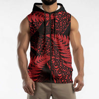 New Zealand Rugby Pacific Personalised Sleeveless Zip Hoodie All Red Maori Pasifika Fern Pattern LT9 - Polynesian Pride