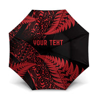 New Zealand Rugby Pacific Personalised Umbrella All Red Maori Pasifika Fern Pattern LT9 One Size Folded 11.42 inch Opened Diameter 37.4 inch Red - Polynesian Pride
