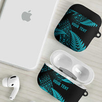 New Zealand Rugby Pacific Personalised AirPods Case All Turquoise Maori Pasifika Fern Pattern LT9 - Polynesian Pride