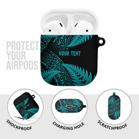 New Zealand Rugby Pacific Personalised AirPods Case All Turquoise Maori Pasifika Fern Pattern LT9 - Polynesian Pride