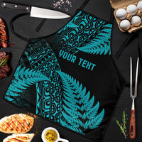 New Zealand Rugby Pacific Personalised Apron All Turquoise Maori Pasifika Fern Pattern LT9 Turquoise - Polynesian Pride