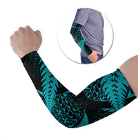 New Zealand Rugby Pacific Personalised Arm Sleeves All Turquoise Maori Pasifika Fern Pattern - Polynesian Pride