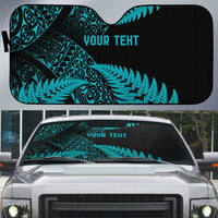 New Zealand Rugby Pacific Personalised Auto Sun Shade All Turquoise Maori Pasifika Fern Pattern LT9 Turquoise - Polynesian Pride