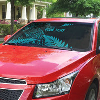 New Zealand Rugby Pacific Personalised Auto Sun Shade All Turquoise Maori Pasifika Fern Pattern LT9 - Polynesian Pride