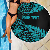 New Zealand Rugby Pacific Personalised Beach Blanket All Turquoise Maori Pasifika Fern Pattern