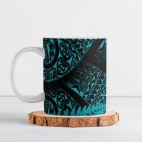 New Zealand Rugby Pacific Personalised Ceramic Mug All Turquoise Maori Pasifika Fern Pattern - Polynesian Pride