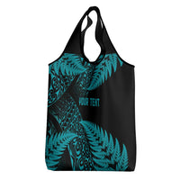 New Zealand Rugby Pacific Personalised Grocery Bag All Turquoise Maori Pasifika Fern Pattern