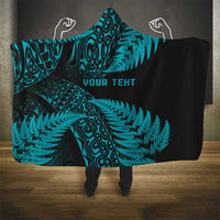 New Zealand Rugby Pacific Personalised Hooded Blanket All Turquoise Maori Pasifika Fern Pattern