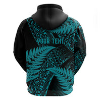 New Zealand Rugby Pacific Personalised Hoodie All Turquoise Maori Pasifika Fern Pattern